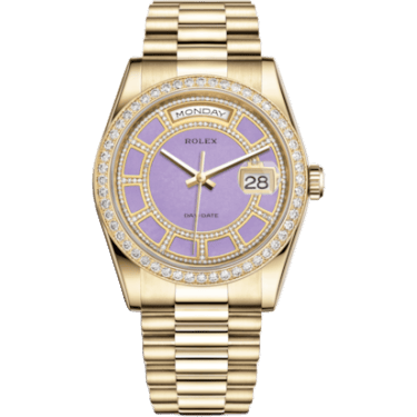 Day-Date 36 Yellow Gold Diamonds / President / Lavender Jade Carousel