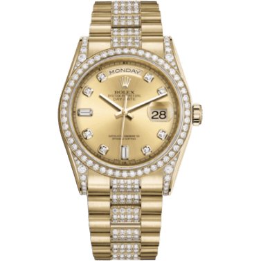 Rolex Day-Date 36 Yellow Gold Diamonds / President / Champagne Diamond 118388-0013