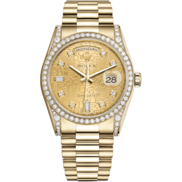 Rolex Day-Date 36 Yellow Gold Diamonds / President / Champagne Computer 118388-0017