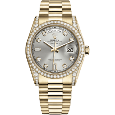 Rolex Day-Date 36 Yellow Gold Diamonds / President / Silver Diamond 118388-0022