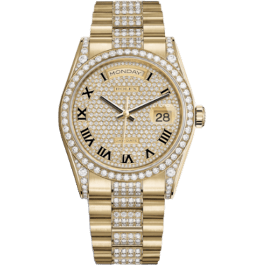 Rolex Day-Date 36 Yellow Gold Diamonds / President Diamonds / Paved 118388-0025