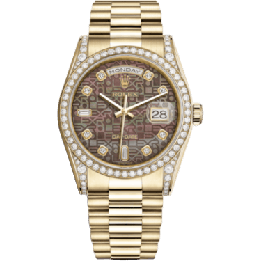 Rolex Day-Date 36 Yellow Gold Diamonds / President / Black MOP Computer 118388-0029
