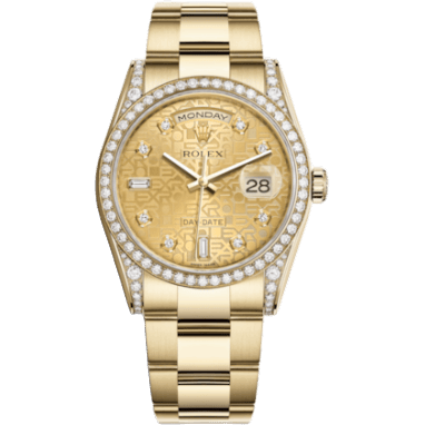 Rolex Day-Date 36 Yellow Gold Diamonds / Oyster / Champagne Computer 118388-0032