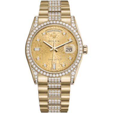 Rolex Day-Date 36 Yellow Gold Diamonds / President Diamonds / Champagne Computer 118388-0033