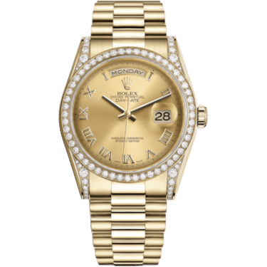 Rolex Day-Date 36 Yellow Gold Diamonds / President / Champagne Roman 118388-0036