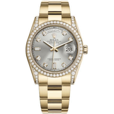 Rolex Day-Date 36 Yellow Gold Diamonds / Oyster / Silver Diamond 118388-0065