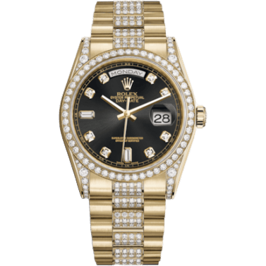 Rolex Day-Date 36 Yellow Gold Diamonds / President Diamonds / Black Diamond 118388-0079