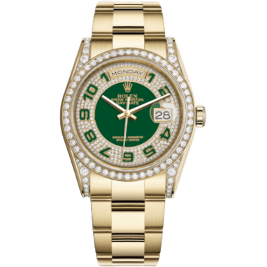Rolex Day-Date 36 Yellow Gold Diamonds / Oyster / Green Paved 118388-0121