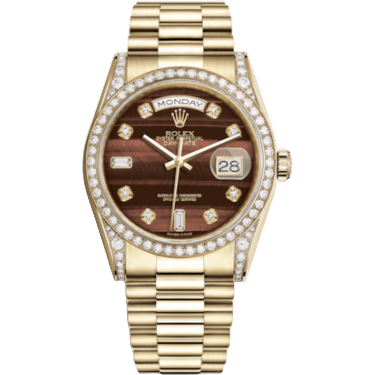 Rolex Day-Date 36 Yellow Gold Diamonds / President / Bull's Eye 118388-0129