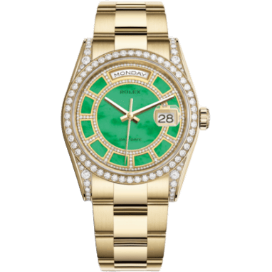 Rolex Day-Date 36 Yellow Gold Diamonds / Oyster / Green Jade Carousel 118388-0148