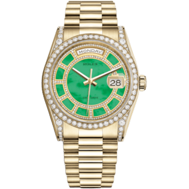 Rolex Day-Date 36 Yellow Gold Diamonds / President / Green Jade Carousel 118388-0157