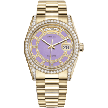 Rolex Day-Date 36 Yellow Gold Diamonds / President / Lavender Jade Carousel 118388-0161