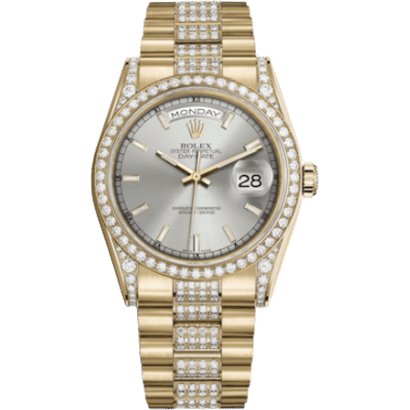 Day-Date 36 Yellow Gold Diamonds / President Diamonds / Silver