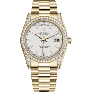Rolex Day-Date 36 Yellow Gold Diamonds / President / White 118388-0186