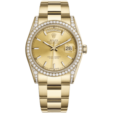 Rolex Day-Date 36 Yellow Gold Diamonds / Oyster / Champagne 118388-0188