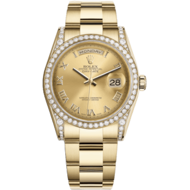 Day-Date 36 Yellow Gold Diamonds / Oyster / Champagne Roman