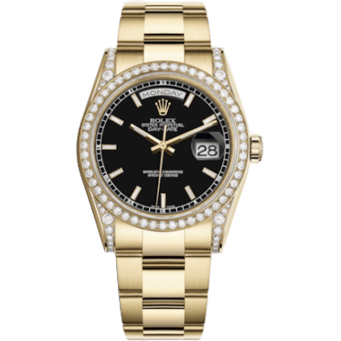 Rolex Day-Date 36 Yellow Gold Diamonds / Oyster / Black Diamonds Rubies 118388-0190