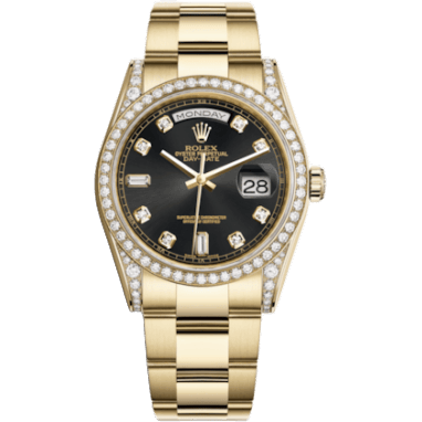 Rolex Day-Date 36 Yellow Gold Diamonds / Oyster / Black Diamonds Rubies 118388-0191