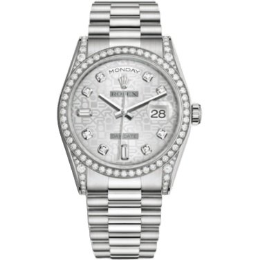 Rolex Day-Date 36 White Gold Diamonds / President / Silver Computer 118389-0011
