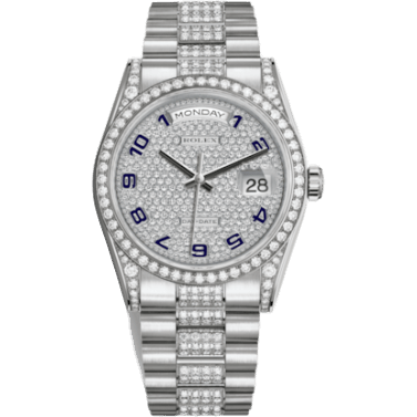 Rolex Day-Date 36 White Gold Diamonds / President Diamond / Paved 118389-0020