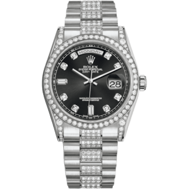 Rolex Day-Date 36 White Gold Diamonds / President Diamond / Black Diamond 118389-0022