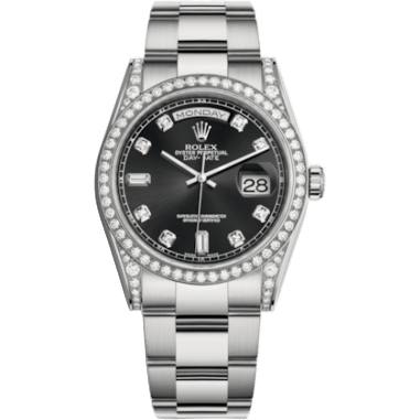 Rolex Day-Date 36 White Gold Diamonds / Oyster / Black Diamond 118389-0027