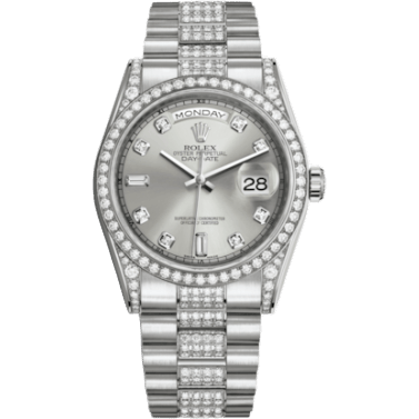 Rolex Day-Date 36 White Gold Diamonds / President Diamond / Silver Diamond 118389-0029