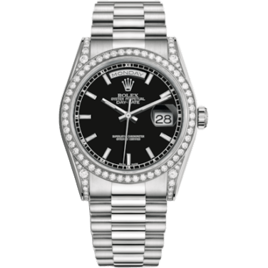 Rolex Day-Date 36 White Gold Diamonds / President / Black 118389-0061