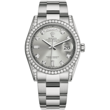 Rolex Day-Date 36 White Gold Diamonds / Oyster / Silver Diamond 118389-0072