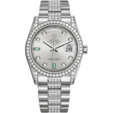 Day-Date 36 White Gold Diamonds / President Diamond / Rhodium Diamond Emerald