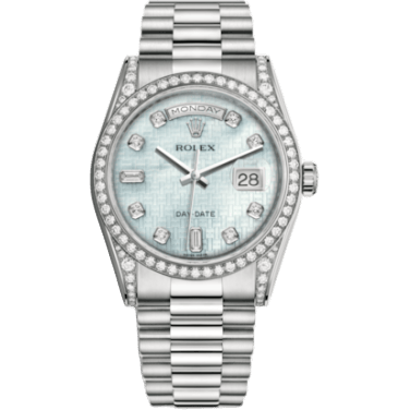 Rolex Day-Date 36 White Gold Diamond / President / Oxford MOP 118389-0084