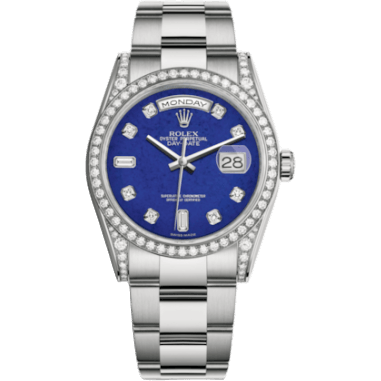 Rolex Day-Date 36 White Gold Diamonds / President / Lapis 118389-0086