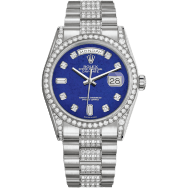Rolex Day-Date 36 White Gold Diamonds / President Diamond / Lapis 118389-0093
