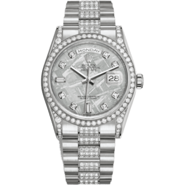 Rolex Day-Date 36 White Gold Diamonds / President Diamonds / Meteorite 118389-0101