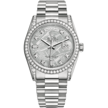 Rolex Day-Date 36 White Gold Diamonds / President / Meteorite 118389-0102.