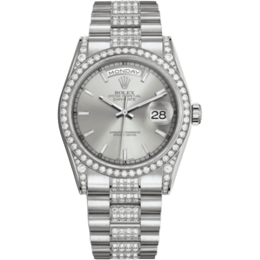 Day-Date 36 White Gold Diamonds / President Diamond / Silver