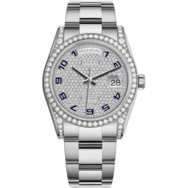 Rolex Day-Date 36 White Gold Diamonds / Oyster / Paved 118389-0123