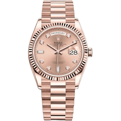 Rolex Day-Date 36 Everose Gold / Fluted / Rose-Diamond / President 128235-0009