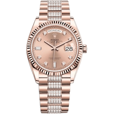 Rolex Day-Date 36 Everose Gold / Fluted / Rose-Diamond / President-Diamond 128235-0019