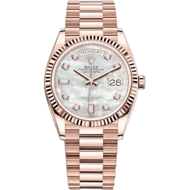 Rolex Day-Date 36 Everose Gold / Fluted / MOP-Diamond / President 128235-0029
