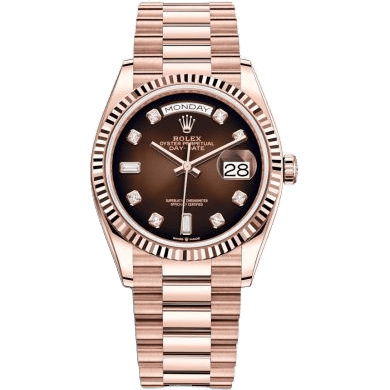 Rolex Day-Date 36 Everose Gold / Fluted / Brown Ombré-Diamond / President 128235-0037