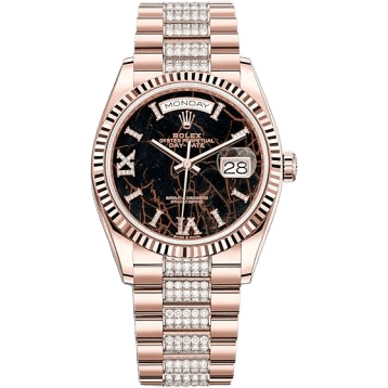 Rolex Day-Date 36 Everose Gold / Fluted / Eisenkiesel / President-Diamond 128235-0042