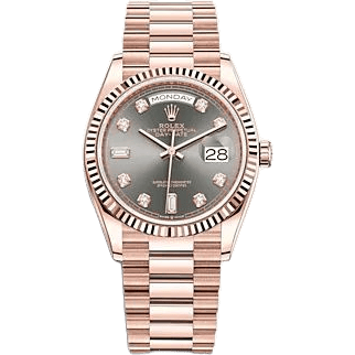 Rolex Day-Date 36 Everose Gold / Fluted / Slate - Diamond / President 128235-0050