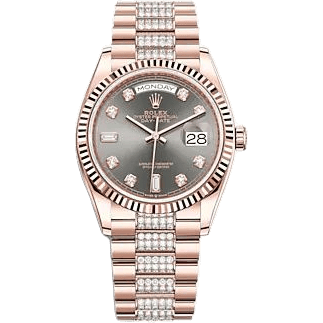 Rolex Day-Date 36 Everose Gold / Fluted / Slate - Diamond / President - Diamond 128235-0051