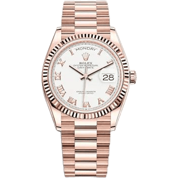 Rolex Day-Date 36 Everose Gold / Fluted / White - Roman / President 128235-0052