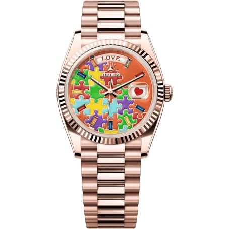 Rolex Day-Date 36 Everose Gold - Fluted / Emoji Puzzle 128235-0063