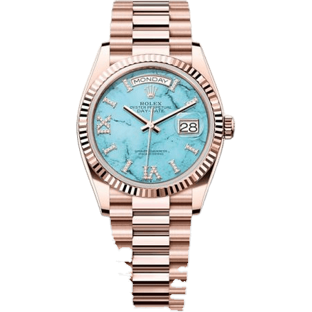 Rolex Day-Date 36 Everose Gold - Fluted / Turquoise / President 128235-0064