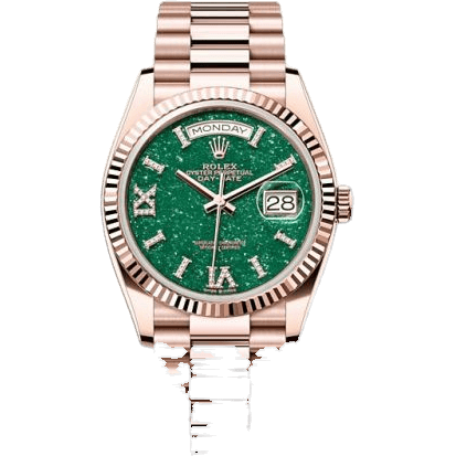 Rolex Day-Date 36 Everose Gold - Fluted / Green Aventurine / President 128235-0068