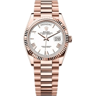 Rolex Day-Date 36 Everose Gold / Fluted / White - Roman / President 128235-0070