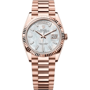 Rolex Day-Date 36 Everose Gold - Fluted / MOP - Baguette / President 128235-0078